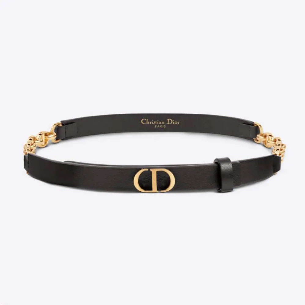 Dior Caro Belt Black Smooth Calfskin with Shiny Gold-Finish Metal 15 MM for Women Dior Caro Belt Black Smooth Calfskin with Shiny Gold-Finish Metal 15 MM for Women