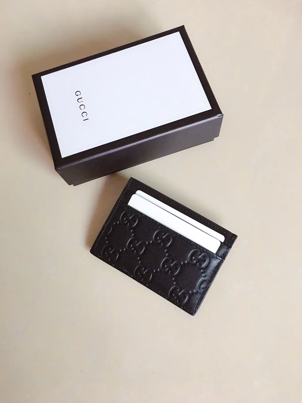 Gucci GG Embossed Card Case Black / Gucci GG Embossed Card Case Black /