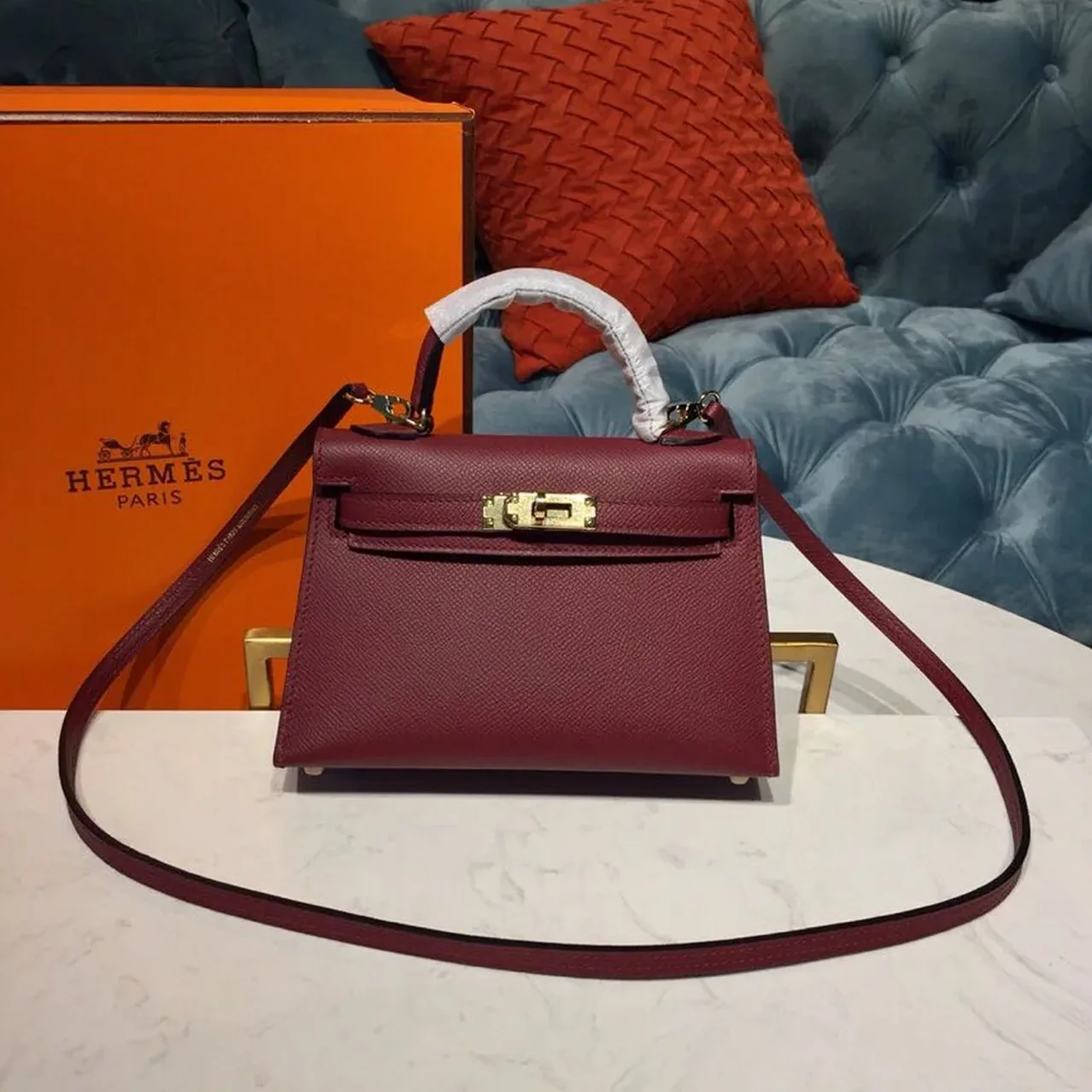 Hermes Mini Kelly Burgundy Gold Toned Hardware / Hermes Mini Kelly Burgundy Gold Toned Hardware /
