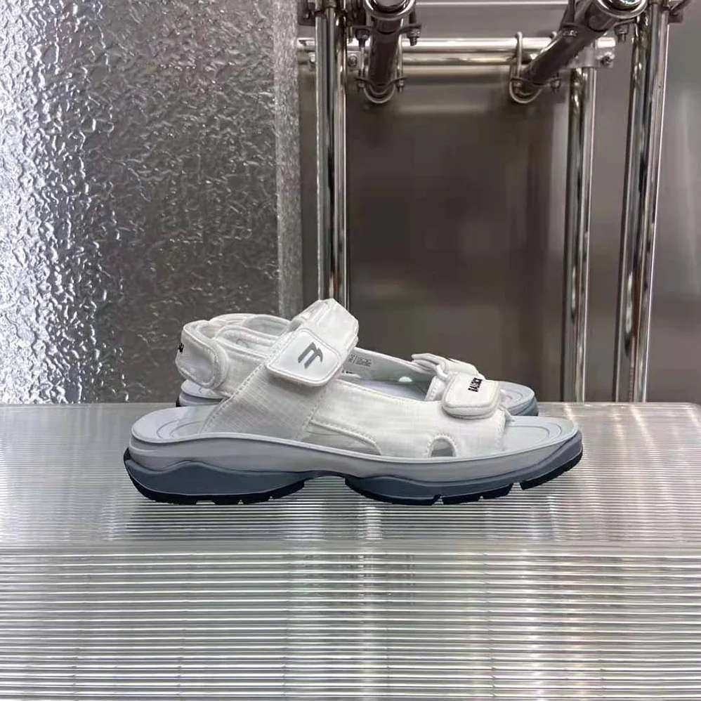 Balenciaga Tourist Sandal in White, Grey and Black Technical Material for Unisex
