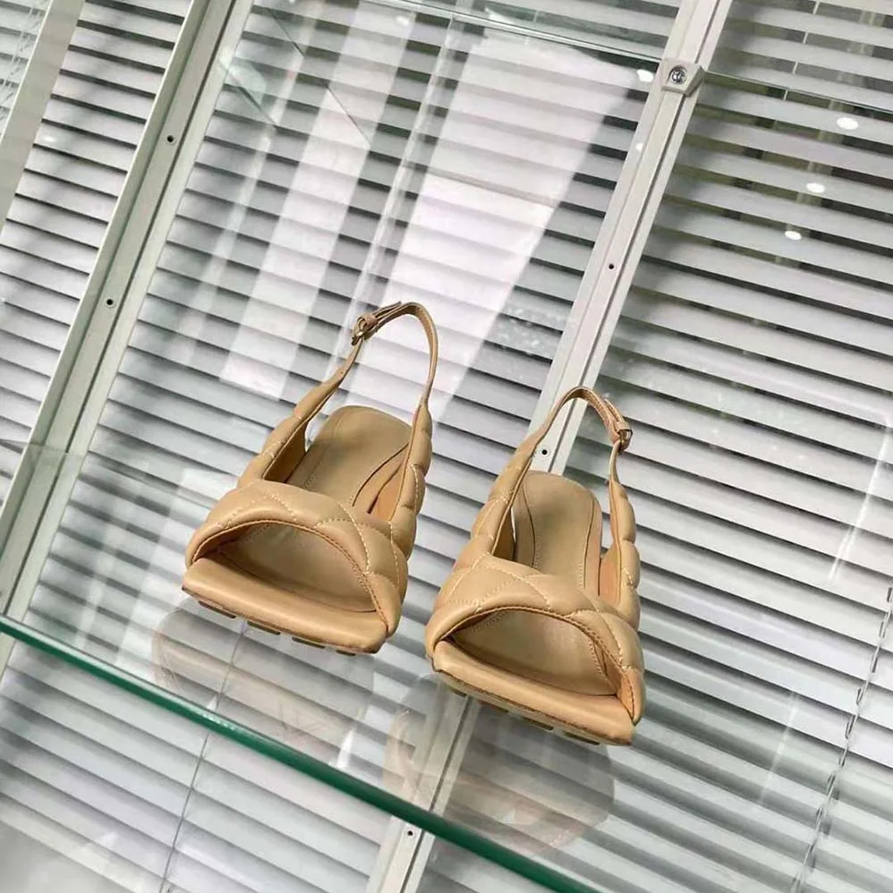 Bottega Veneta Padded Slingback Sandal in 9 cm Heel Height for Women in Beige Bottega Veneta Padded Slingback Sandal in 9 cm Heel Height for Women in Beige