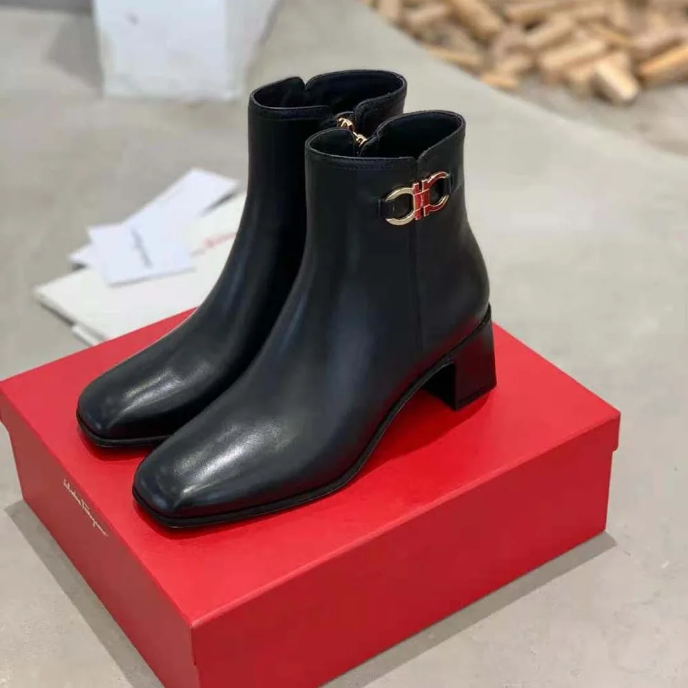 Salvatore Ferragamo Gancini Bootie in 55mm Heel for Women in Black