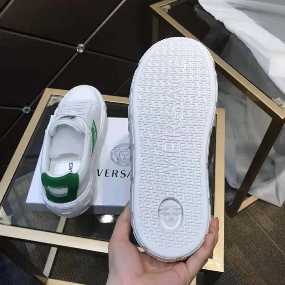 Versace A Classic Low Top Greca Sneakers for Women in Green Versace A Classic Low Top Greca Sneakers for Women in Green