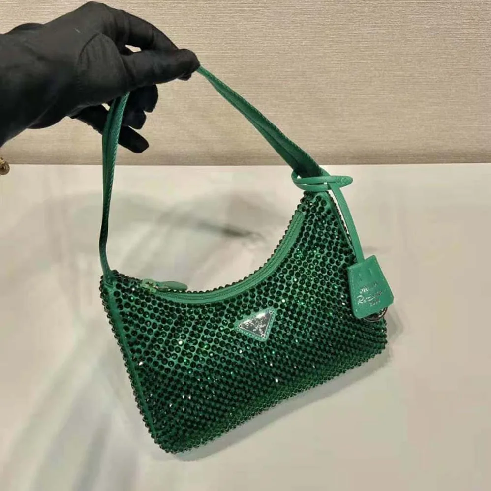 Prada Satin Mini-Bag with Crystals for Women in Green