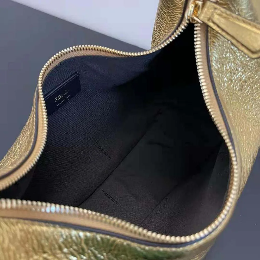 Fendi Fendigraphy Small Gold Laminated Leather Bag for Women