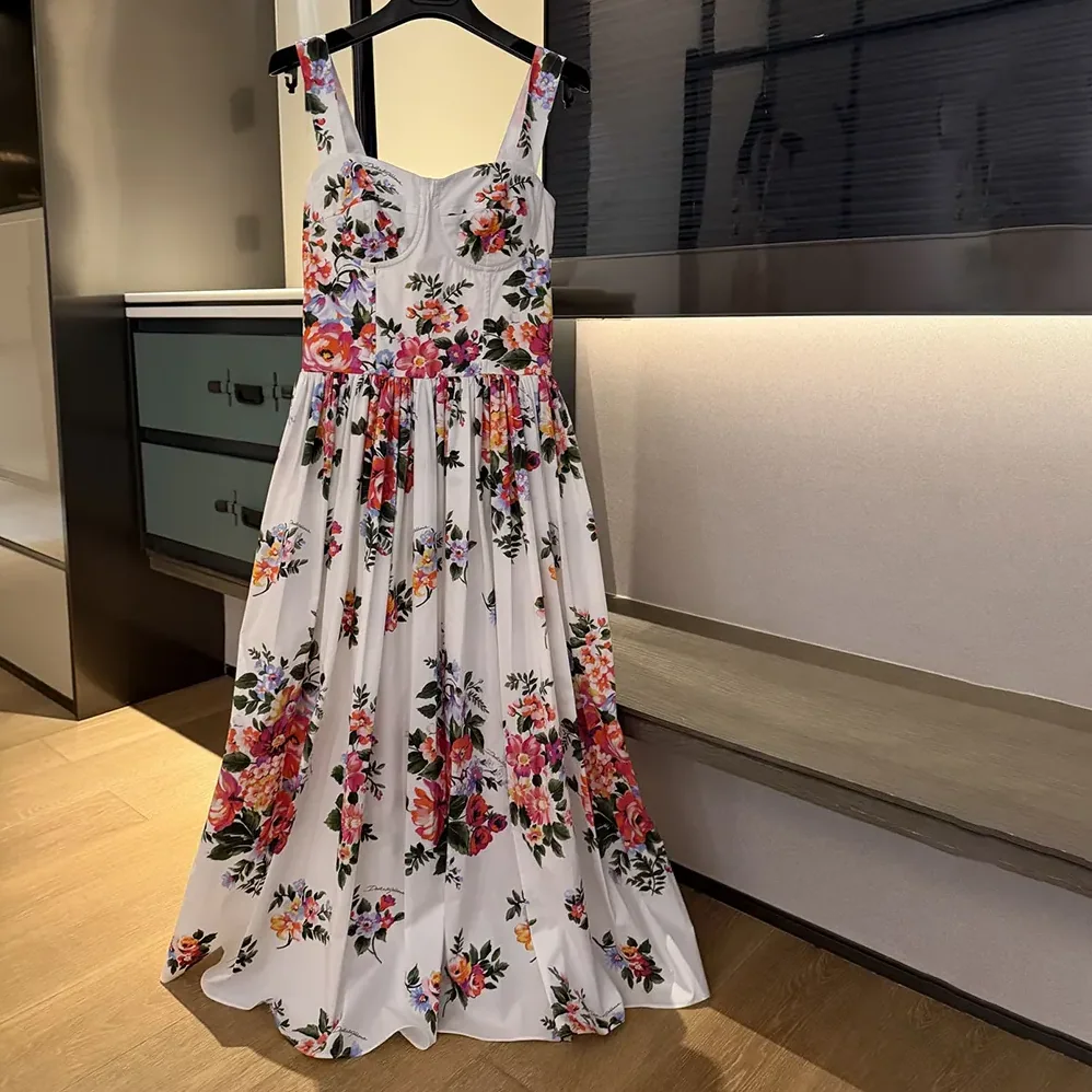 Dolce Gabbana D&G Flower Bouquet for Women in Print Cotton Dress