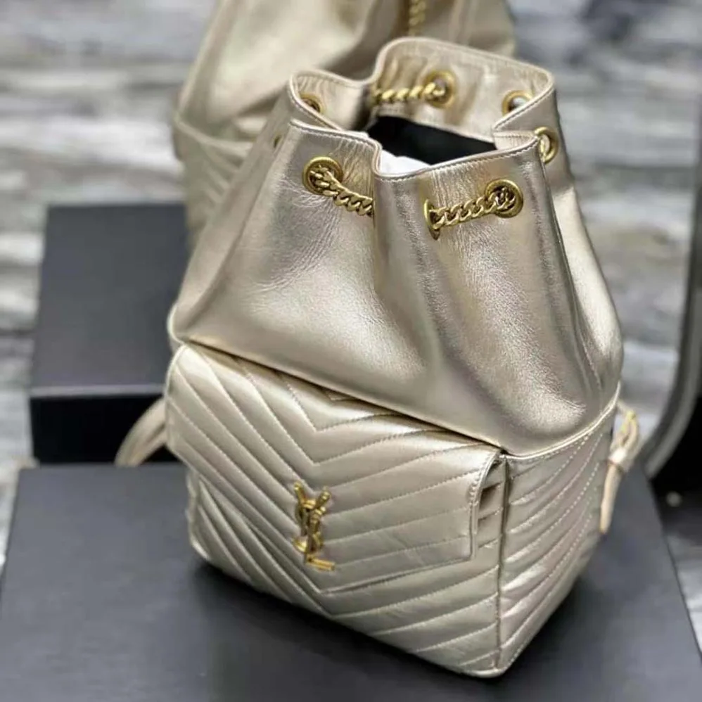 Saint Laurent YSL Joe Backpack in Lame Leather for Women