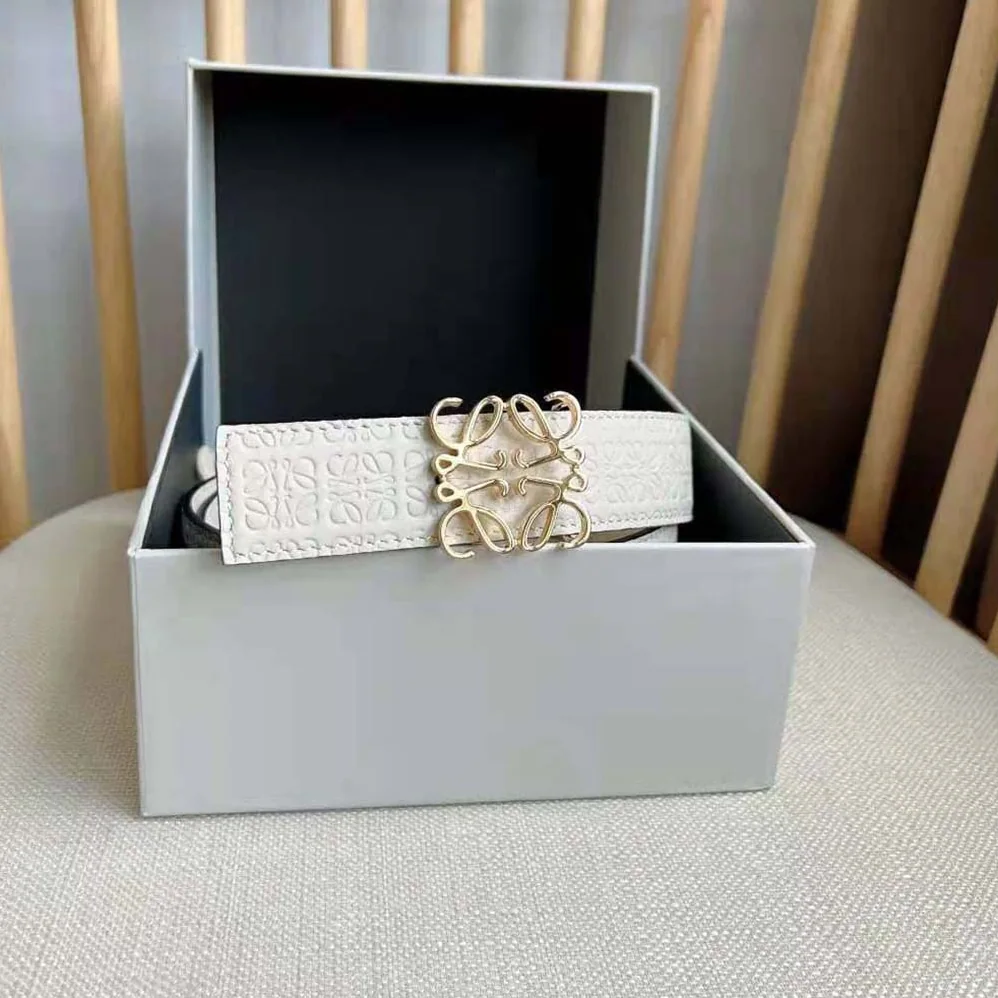 Loewe Reversible Repeat Belt in Silk Calfskin for Unisex in White