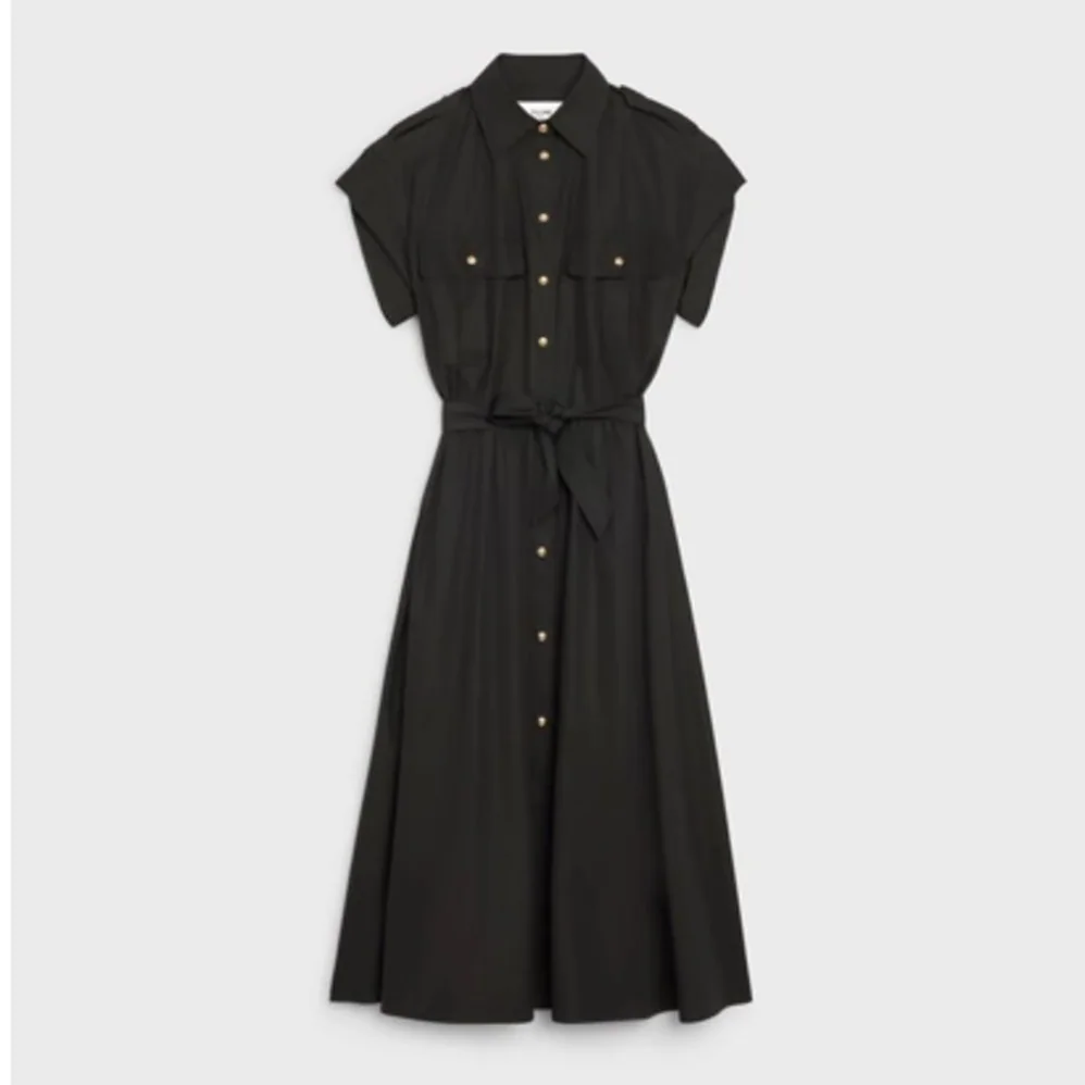 Celine Safari Dress in Cotton Poplin for Women in Black