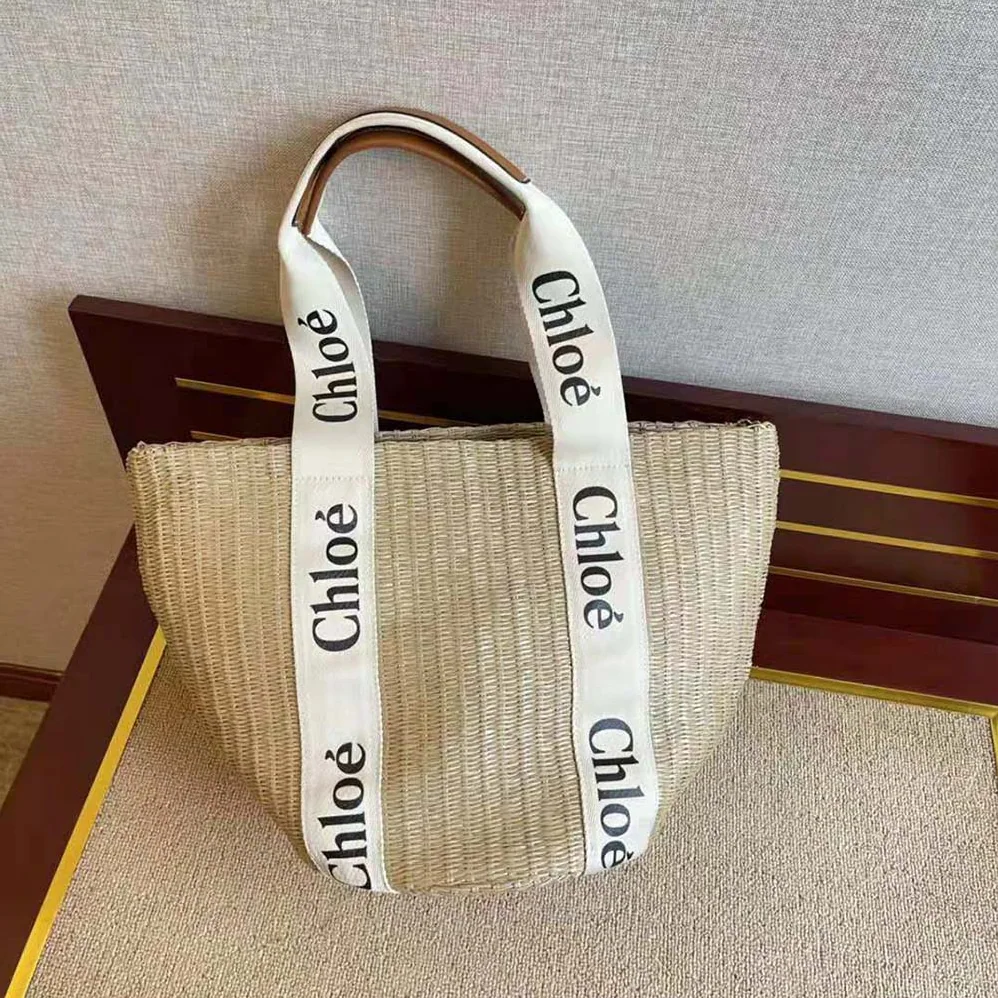 Chloe Large Woody Basket in Fair-Trade Paper with the Woody Ribbon for Women Chloe Large Woody Basket in Fair-Trade Paper with the Woody Ribbon for Women