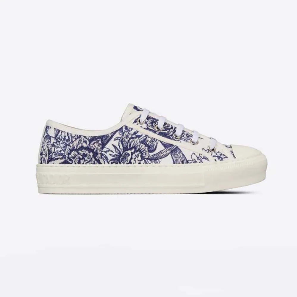 Dior Walk'N'Dior Sneaker White and Blue Dior Jardin D'Hiver Embroidered Cotton for Women