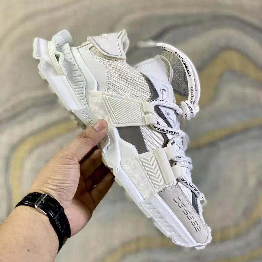 Dolce Gabbana D&G Mixed-Materials Space Sneakers for Unisex in White Dolce Gabbana D&G Mixed-Materials Space Sneakers for Unisex in White