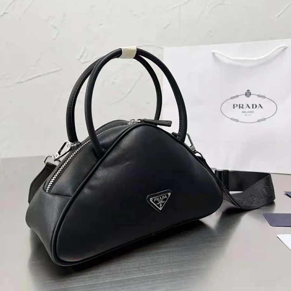 Prada Leather Prada Triangle Bag for Women in Black Prada Leather Prada Triangle Bag for Women in Black
