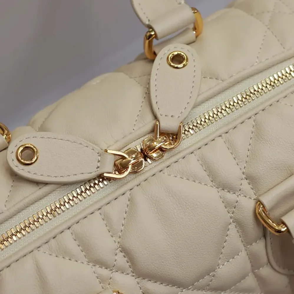 Dior Groove 25 Bag Dusty Ivory Macrocannage Calfskin for Women