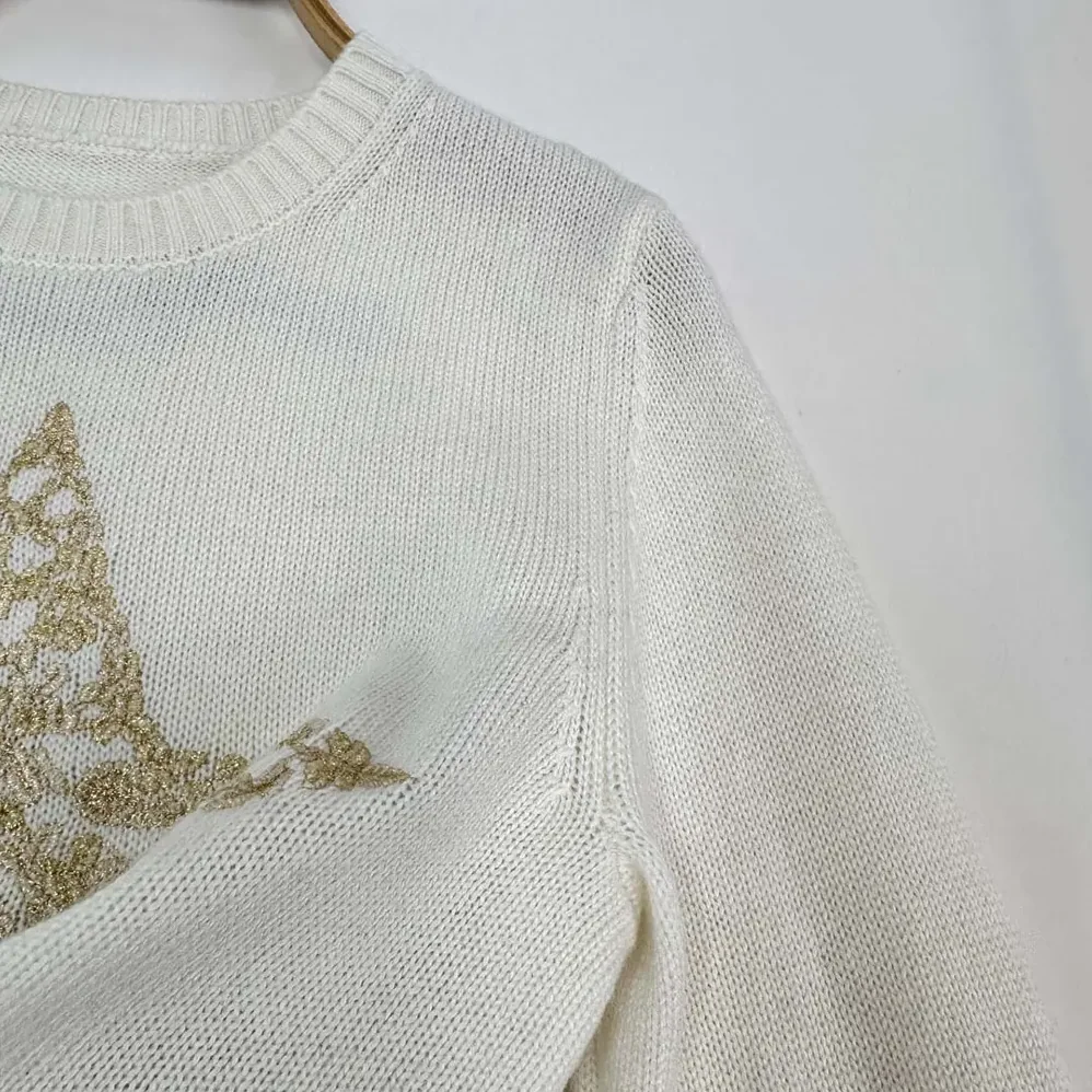 Dior Embroidered Sweater Ecru Cashmere Knit for Women Dior Embroidered Sweater Ecru Cashmere Knit for Women