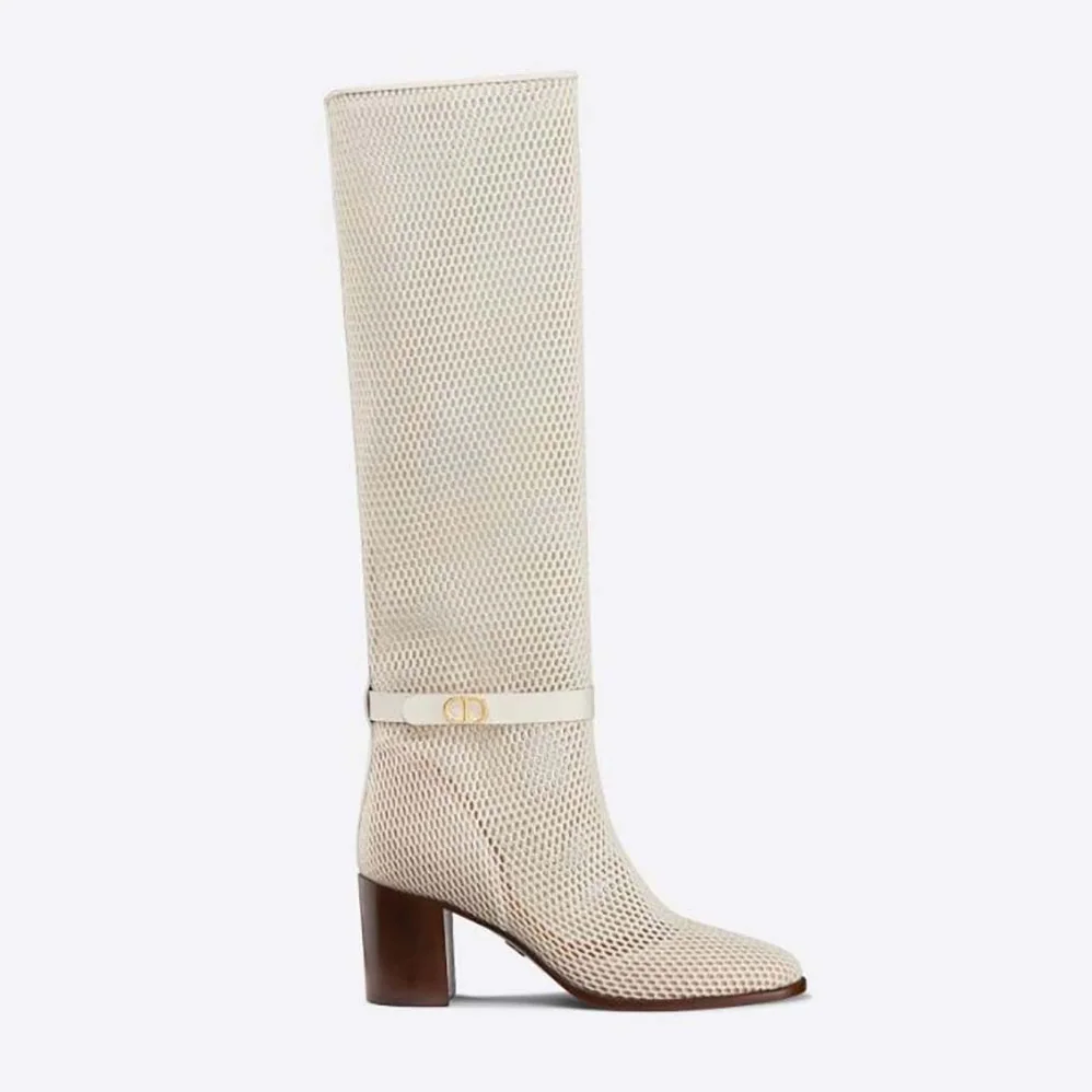 Dior Dior Empreinte Heeled Boot Off-White Mesh Calfskin in 7cm Heel for Women