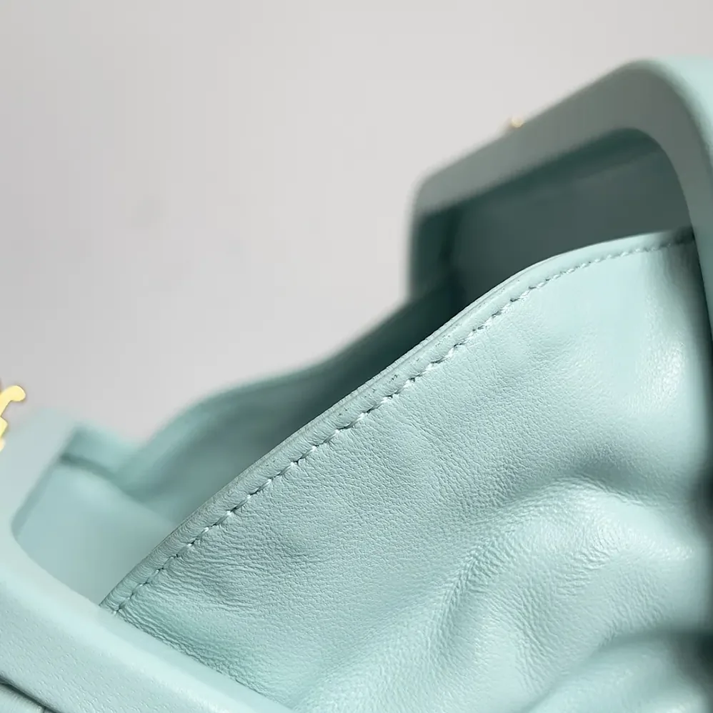 Bottega Veneta Knot Minaudière Clutch in Calfskin Leather for Women in Light Blue Bottega Veneta Knot Minaudière Clutch in Calfskin Leather for Women in Light Blue