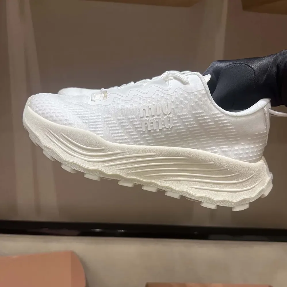 Miu Miu Technical Fabric Sneakers for Women in White Miu Miu Technical Fabric Sneakers for Women in White