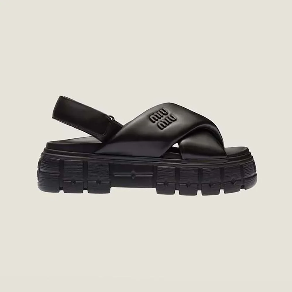 Miu Miu Sporty Nappa Leather Sandals for Women in Black Miu Miu Sporty Nappa Leather Sandals for Women in Black