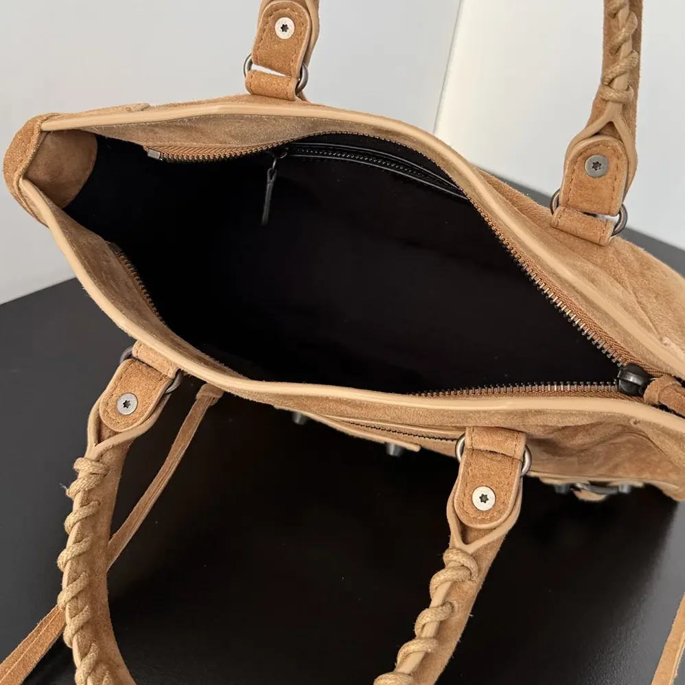 Balenciaga Le City Bag Small in Camel Suede Calfskin for Women