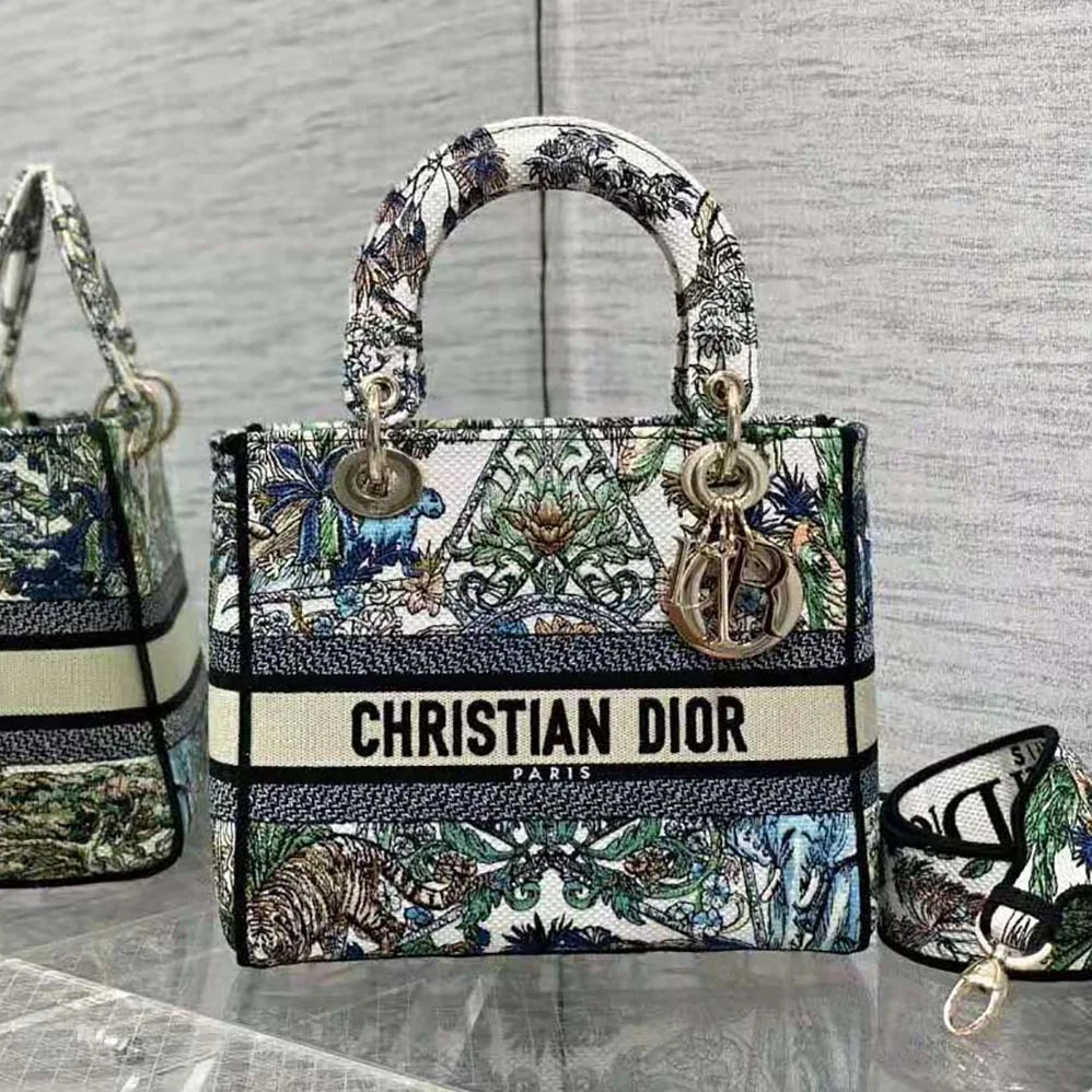 Dior Medium Lady D-lite Bag White Multicolor Étoile de Voyage Embroidery for Women Dior Medium Lady D-lite Bag White Multicolor Étoile de Voyage Embroidery for Women