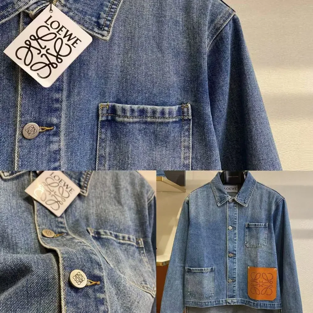 Loewe Anagram Short Jacket in Denim for Women in Navy Loewe Anagram Short Jacket in Denim for Women in Navy