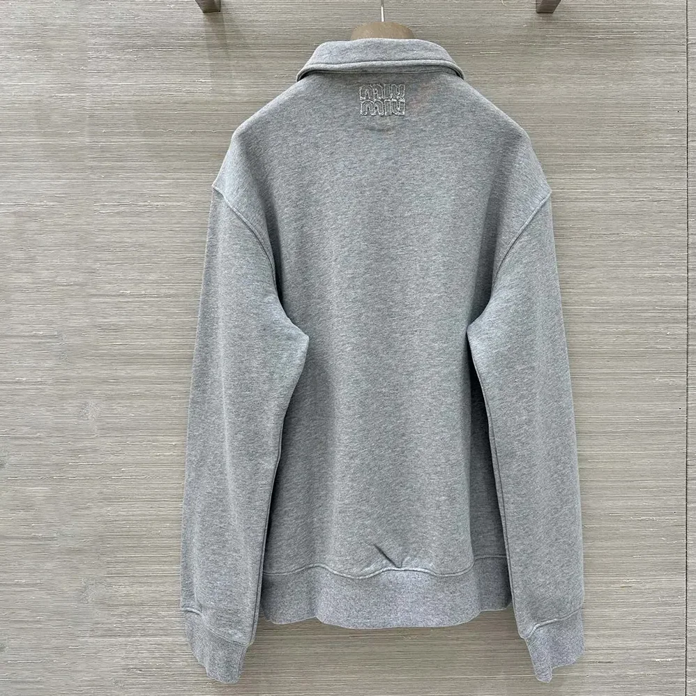 Miu Miu Zippered Cotton Fleece Jacket for Women Miu Miu Zippered Cotton Fleece Jacket for Women