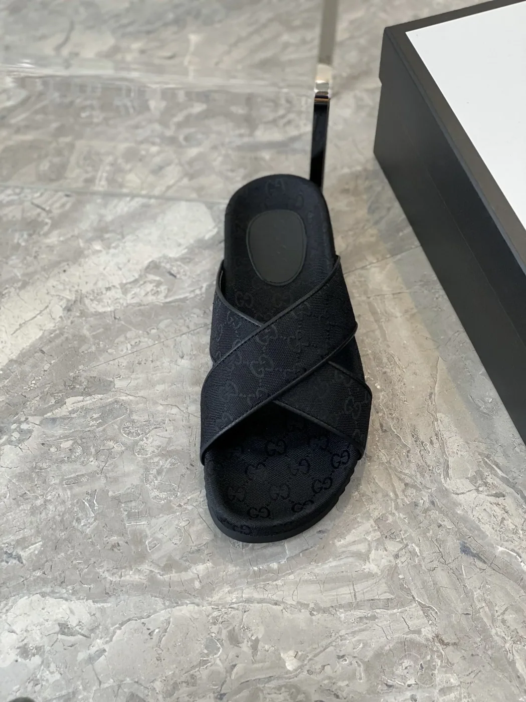Gucci GG Crisscross Slide Sandals Black for Men