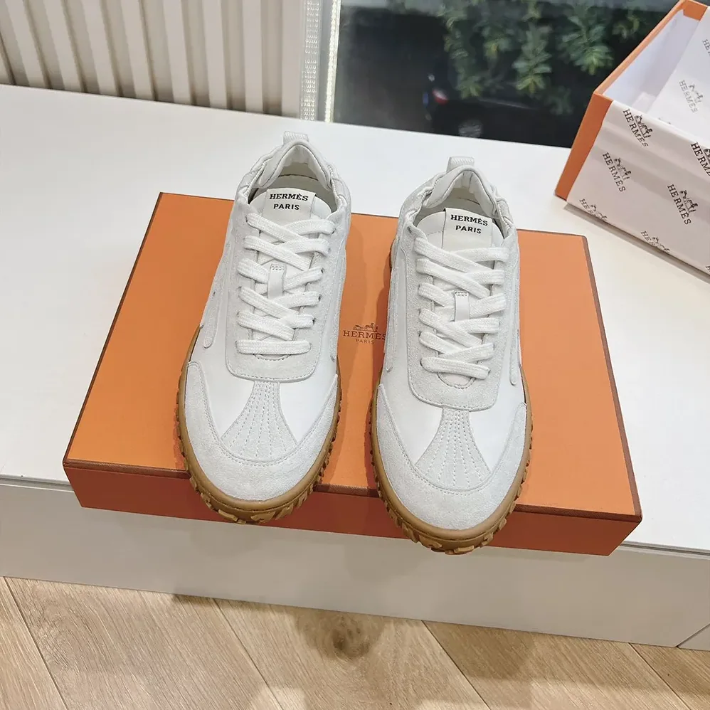 Hermes Jet Sneaker in Technical Canvas and Suede Goatskin for Unisex in White Hermes Jet Sneaker in Technical Canvas and Suede Goatskin for Unisex in White