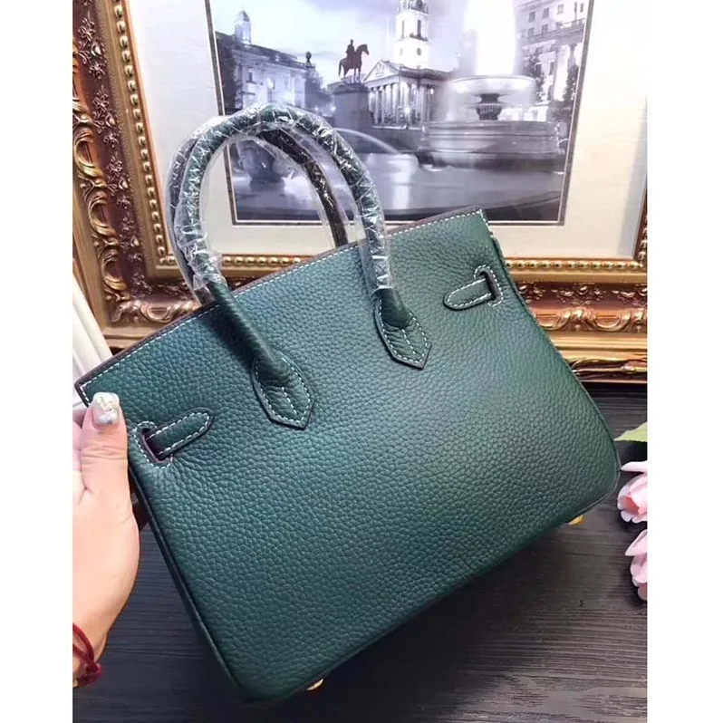 Hermes Birkin 25 Bag in Togo Leather with Silver Hardware in Green Hermes Birkin 25 Bag in Togo Leather with Silver Hardware in Green