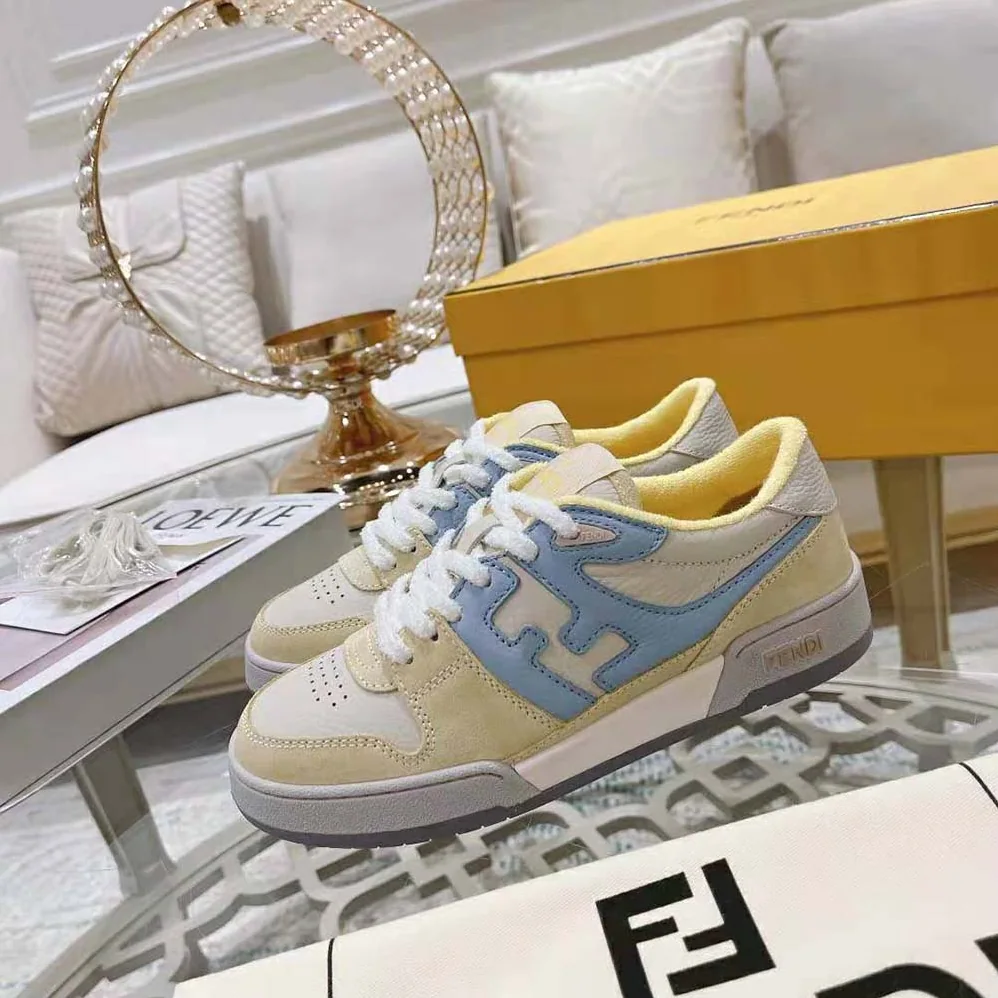 Fendi Match Yellow Suede Low for Men in Tops