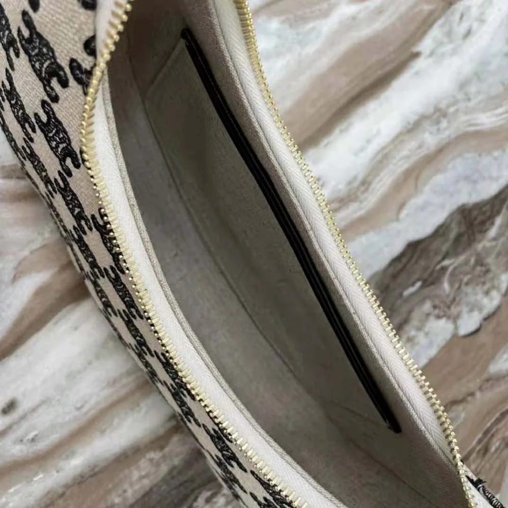 Celine Ava Bag in Textile with Triomphe Embroidery for Women in Black