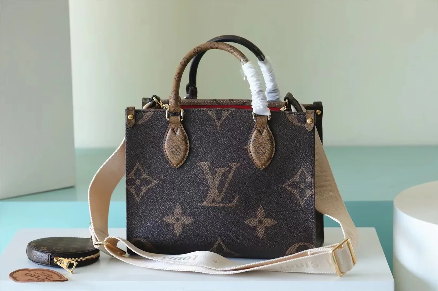 Louis Vuitton OnTheGo PM Tote Bag in Brown Gold Hardware