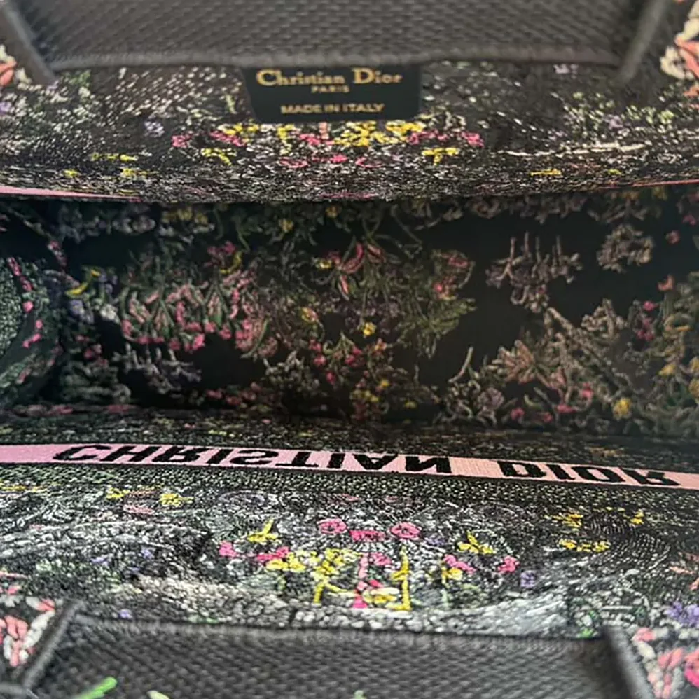 Dior Large Dior Book Tote Black Embroidery for Women