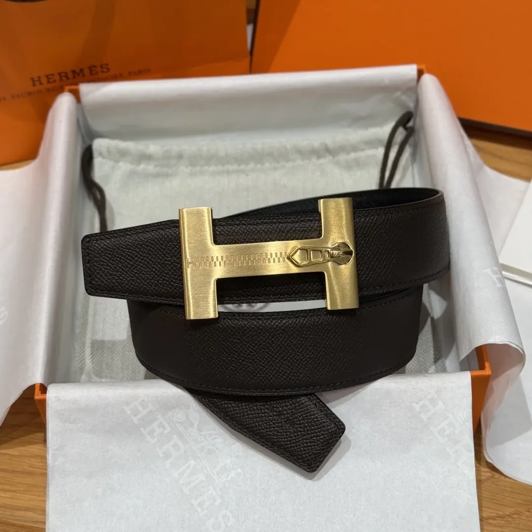 Hermès H-Zip Reversible Belt Dark Brown & Black Hermès H-Zip Reversible Belt Dark Brown & Black