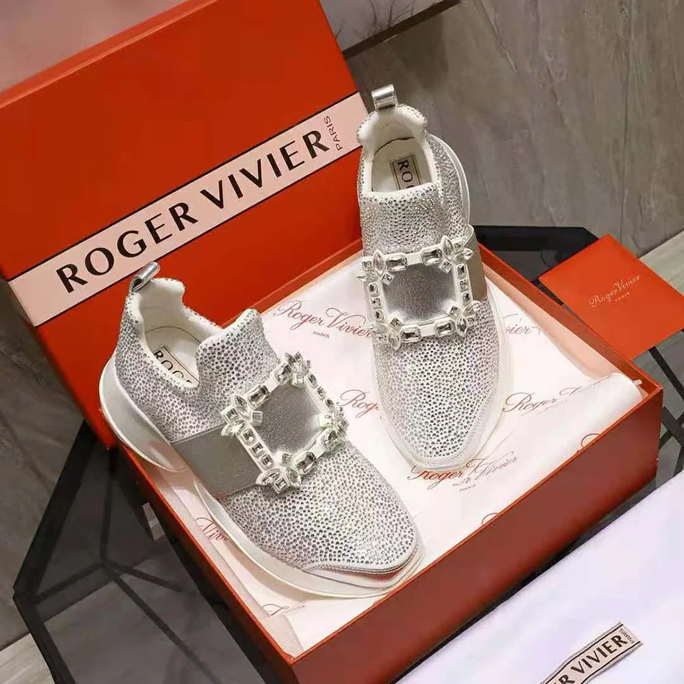 Roger Vivier Viv' Run Bling Strass Buckle Sneakers in Technical Fabrics for Women
