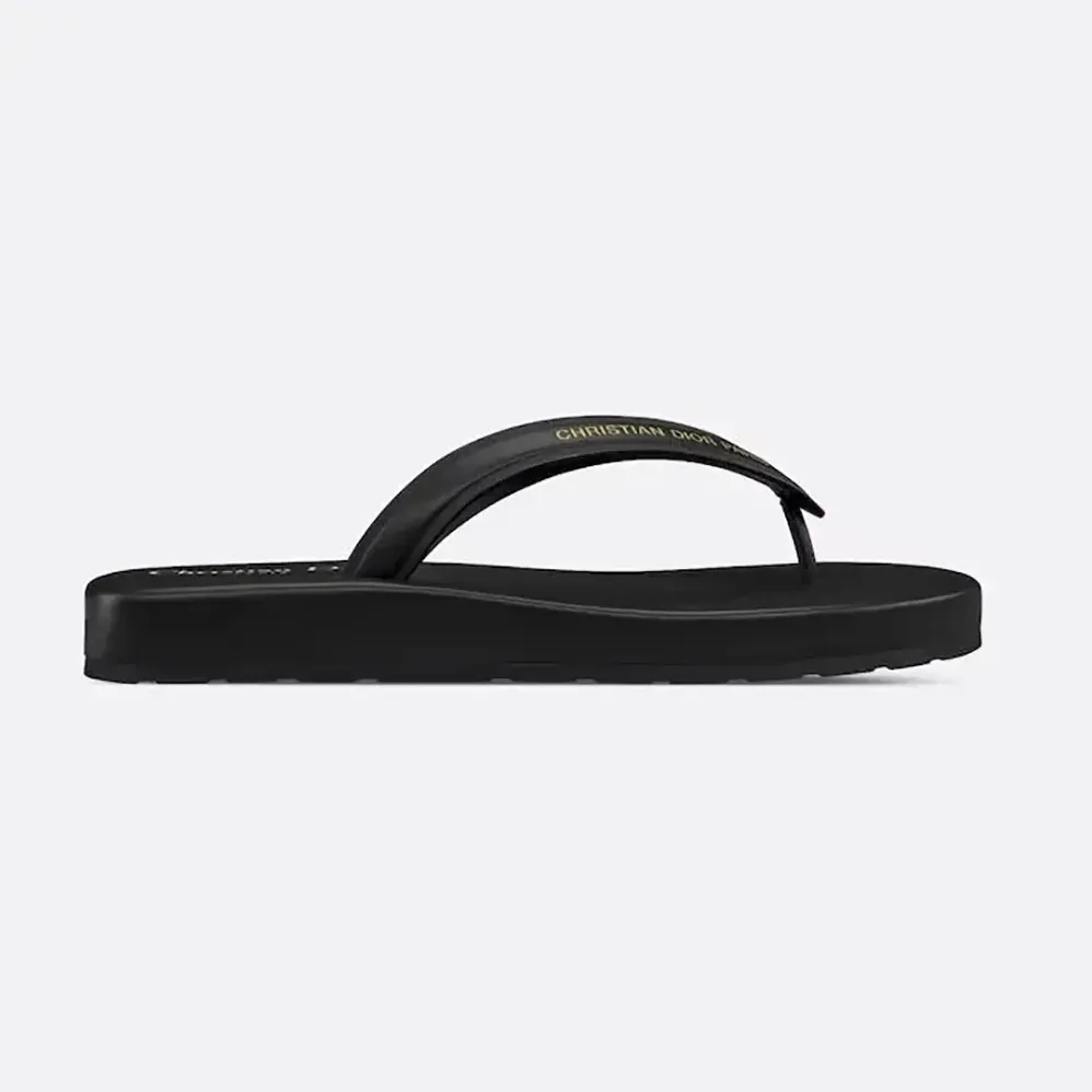 Dior Diorsea Thong Sandal Black Leather for Women in Effect Fabric Dior Diorsea Thong Sandal Black Leather for Women in Effect Fabric