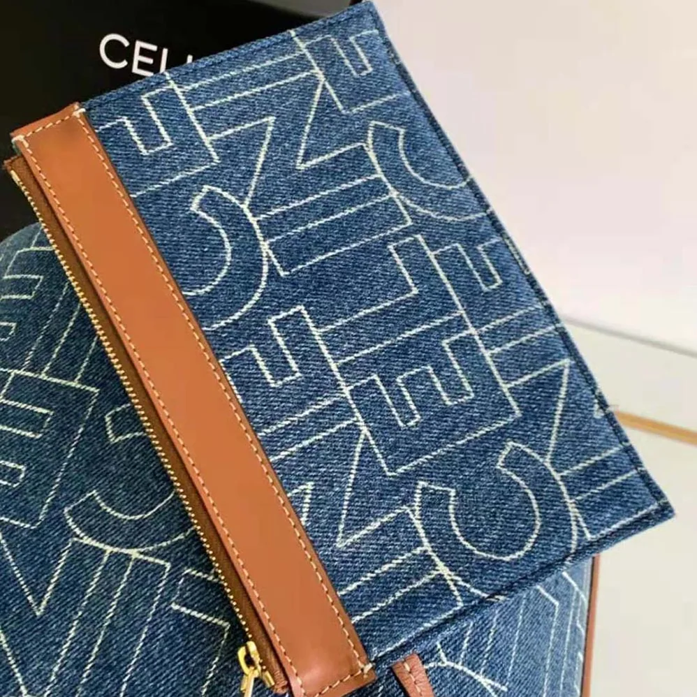 Celine Bucket 16 Bag in Denim with Celine All-Over Print for Women in Navy