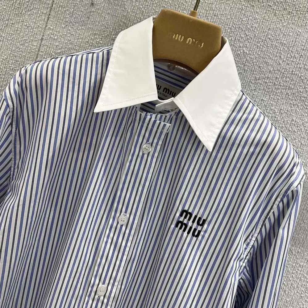 Miu Miu Striped Poplin Shirt for Women