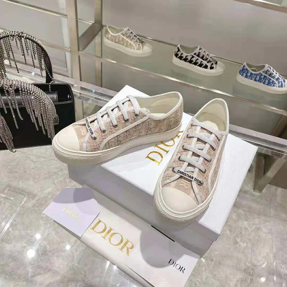 Dior Walk N Dior Sneaker Nude Dior Oblique Embroidered Cotton for Women Dior Walk N Dior Sneaker Nude Dior Oblique Embroidered Cotton for Women