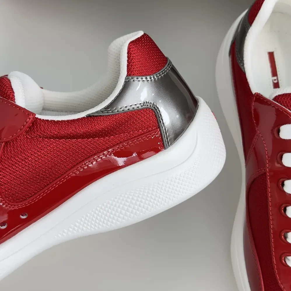 Prada Patent Leather And Technical Fabric Prada America'S Cup Sneakers for Unisex in Red