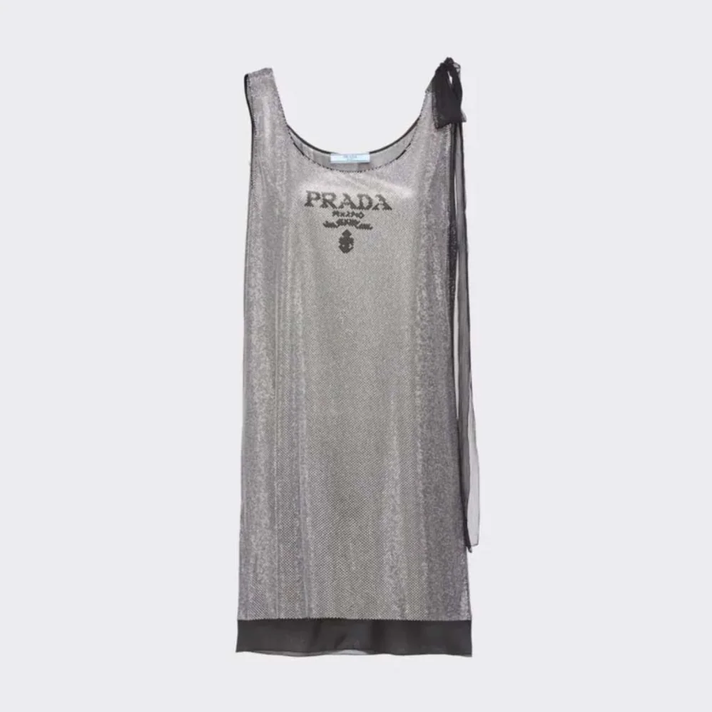 Prada Studded Chiffon Dress with a Fluid Silhouette for Women