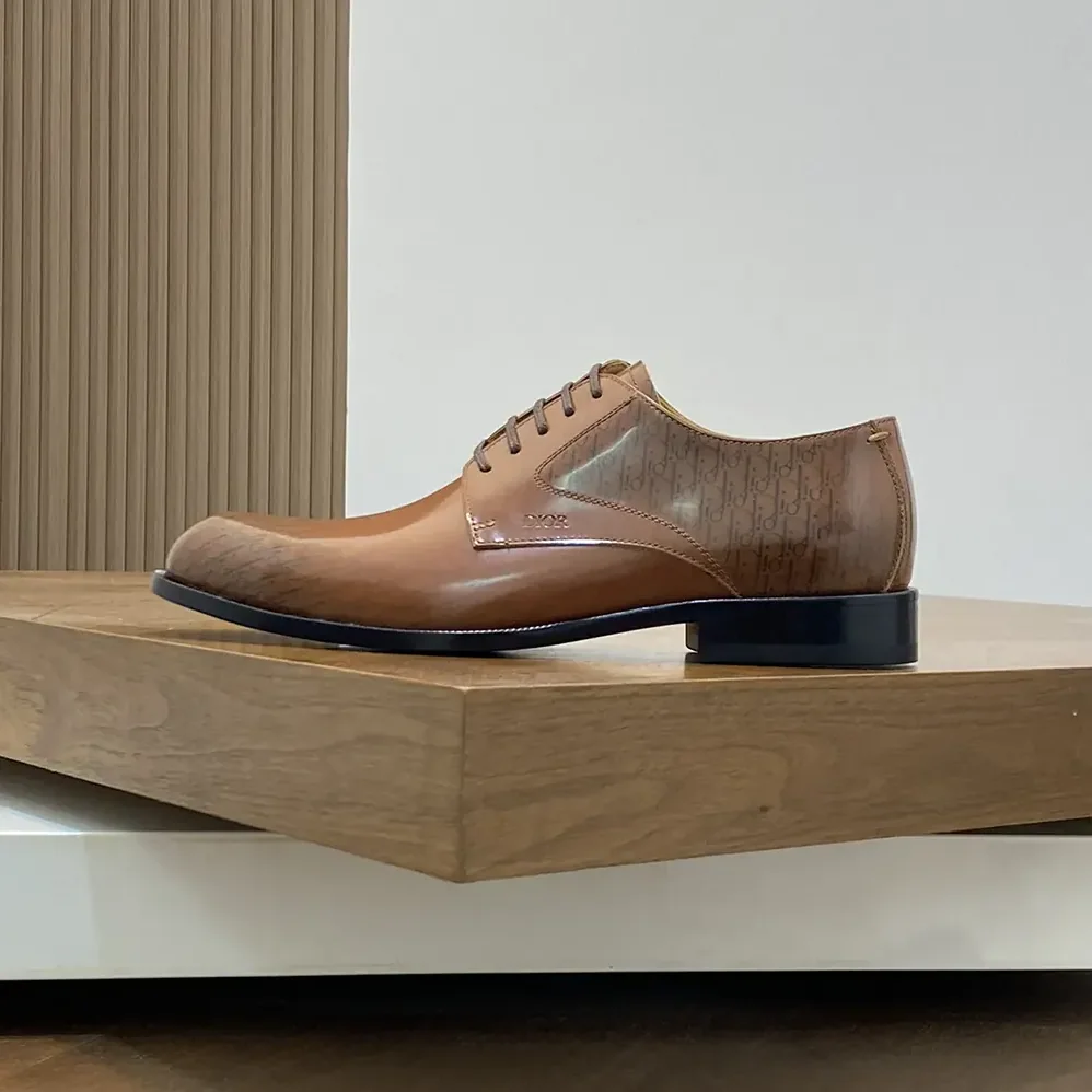 Dior Timeless Derby Shoe Brown Calfskin with Dior Oblique Gradient Patina for Men Dior Timeless Derby Shoe Brown Calfskin with Dior Oblique Gradient Patina for Men