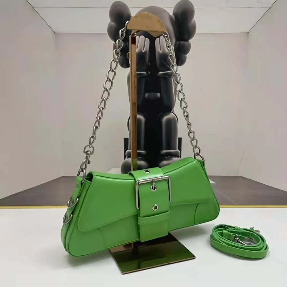 Balenciaga Lindsay Small Shoulder Bag With Strap in Bright Green Shiny Smooth Calfskin for Women Balenciaga Lindsay Small Shoulder Bag With Strap in Bright Green Shiny Smooth Calfskin for Women