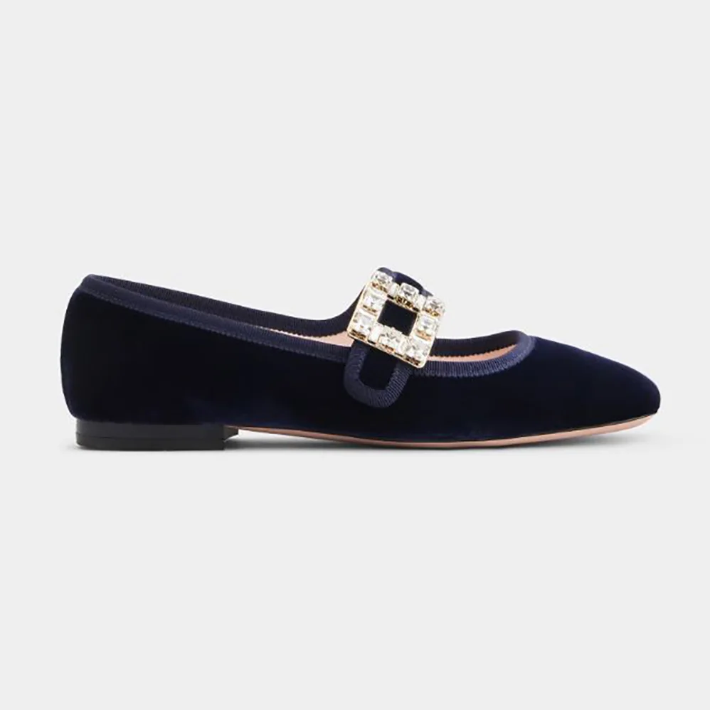 Roger Vivier Très Vivier Strass Buckle Babies Ballerinas in Velvet for Women Roger Vivier Très Vivier Strass Buckle Babies Ballerinas in Velvet for Women