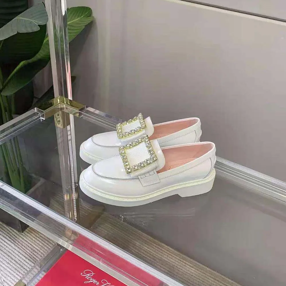 Roger Vivier Viv' Rangers Strass Buckle Loafers in Leather for Women Roger Vivier Viv' Rangers Strass Buckle Loafers in Leather for Women