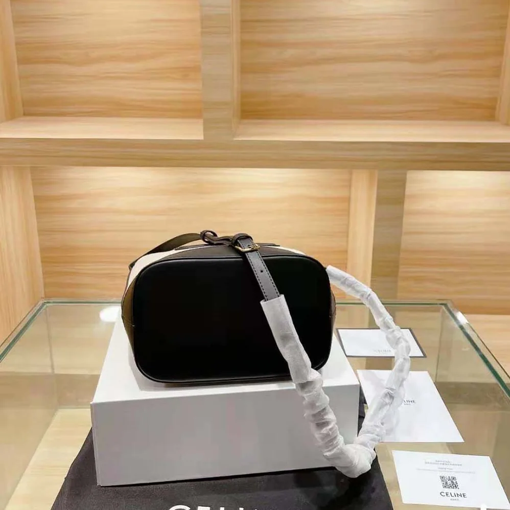 Celine Small Bucket Cuir Triomphe in Textile and Calfskin for Women