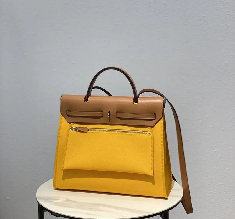 Hermes Herbag Zip Bag Yellow, Silver Toned Hardware Bag Hermes Herbag Zip Bag Yellow, Silver Toned Hardware Bag