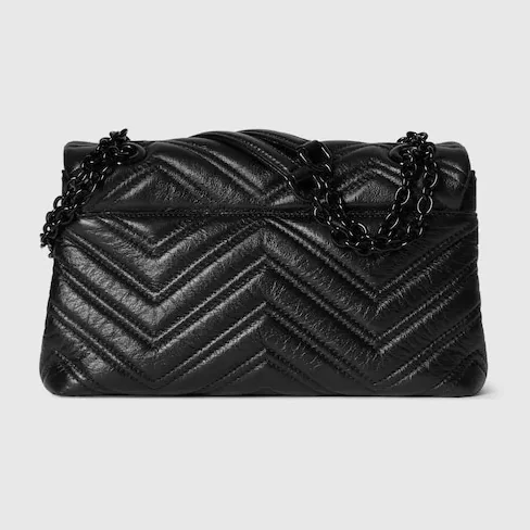 Gucci Marmont Small Shoulder Bag in Black Matelasse Black Hardware