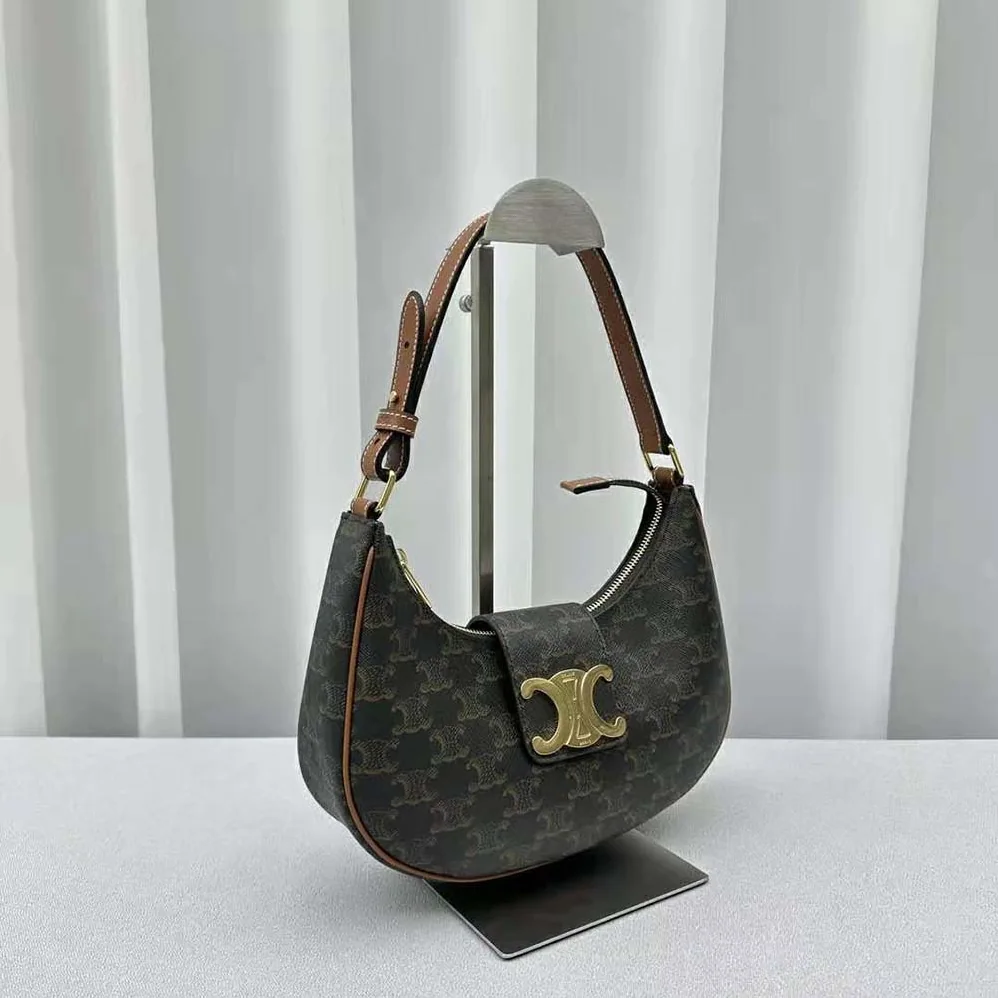 Celine Ava Triomphe Soft Bag in Triomphe Canvas and Calfskin for Women